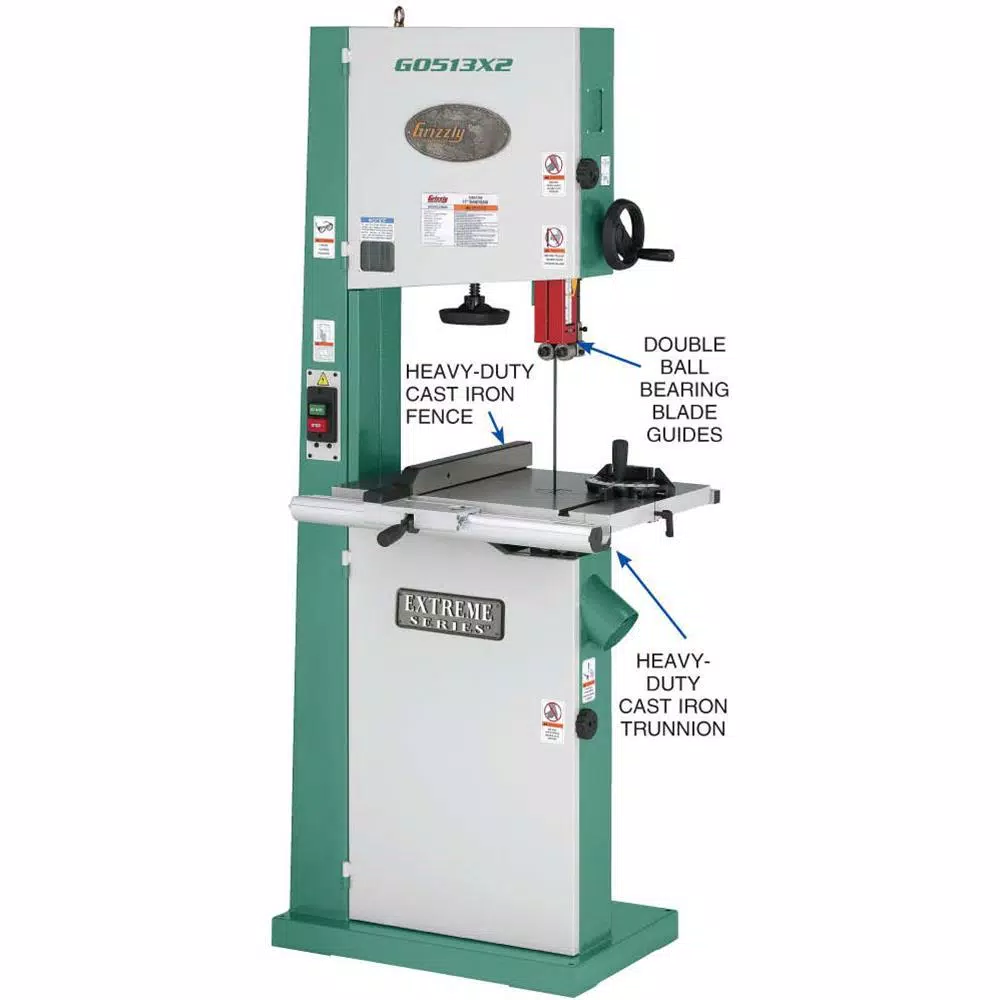 Grizzly Industrial Grizzly 17 in. Heavy-Duty Vertical Bandsaw with 2 HP Motor and Cast Iron Wheels