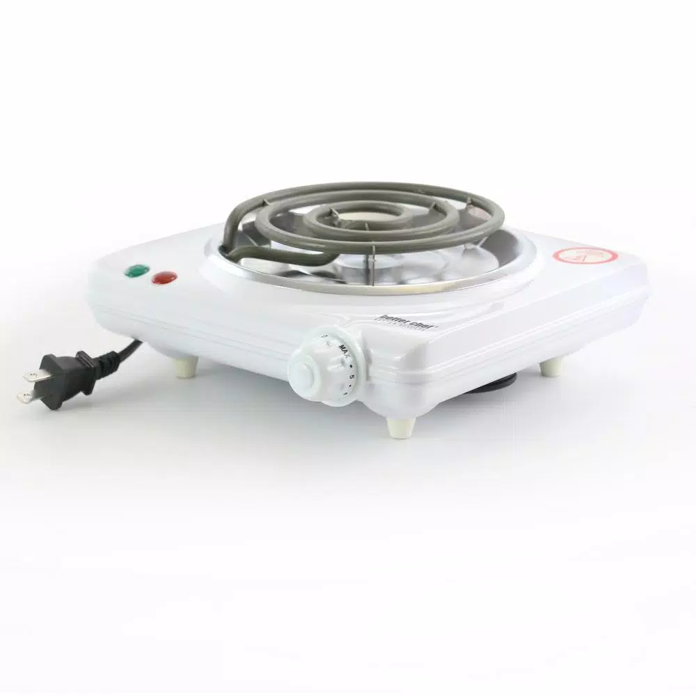Better Chef 7 in. Single Burner White Electric Portable Countertop Hot Plate with Thermostat