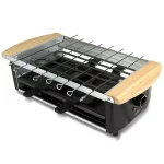 NutriChef Nutri Chef 2-Tier Raclette Grill, Electric Indoor Cooktop with Stone Plate and Metal Grills, 1200W, Black thumbnail 2