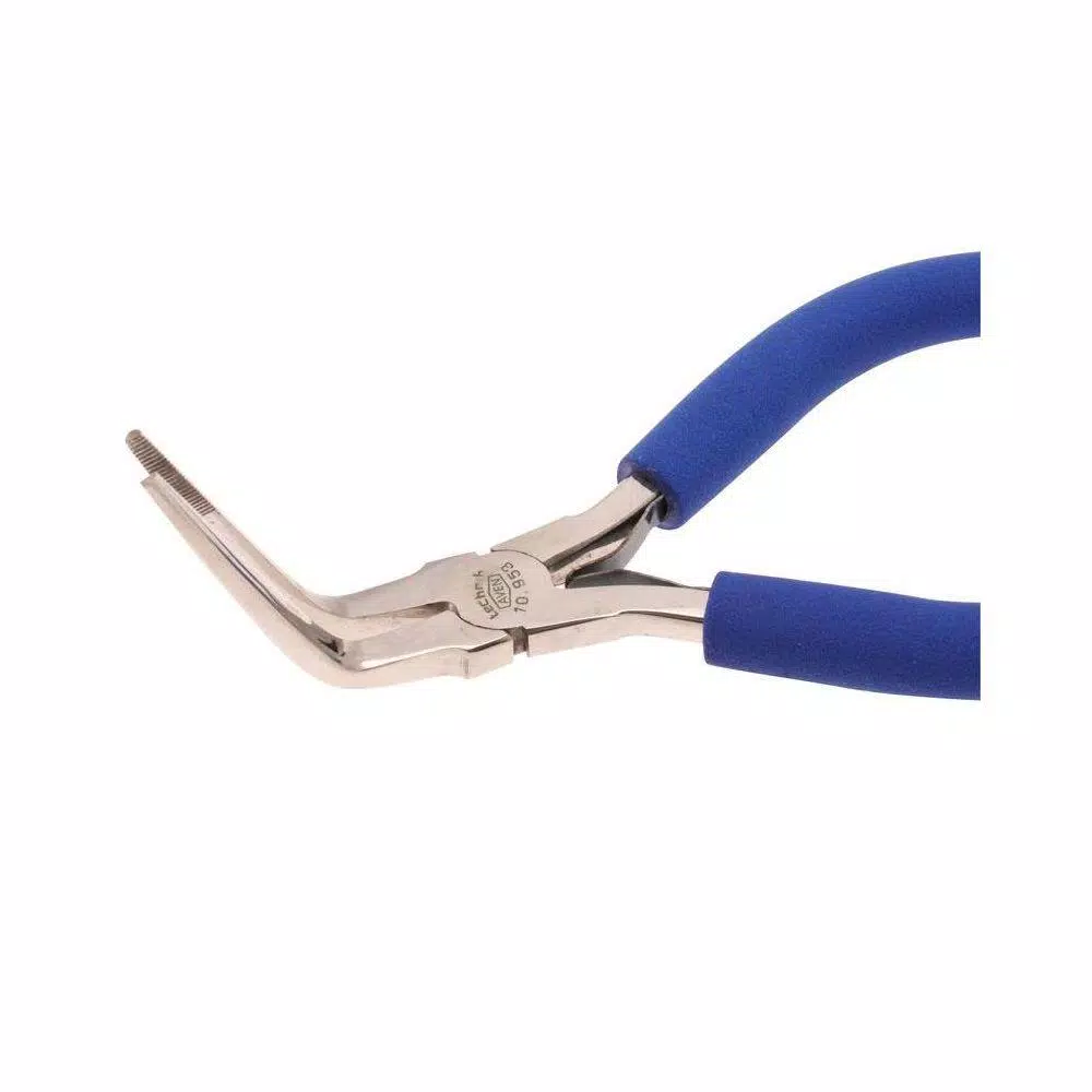 Aven 6 in. Bent Needle Nose Pliers with Serrated Jaws, ESD Safe, Stainless Steel