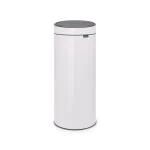 Brabantia 8 Gallon Touch Top Trash Can in White - Round Steel Kitchen Waste Bin thumbnail 1