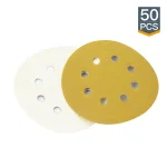 POWERTEC 5 in. 150-Grit Gold AO Hook and Loop 8-Hole Sanding Discs, 50-Pack thumbnail 1