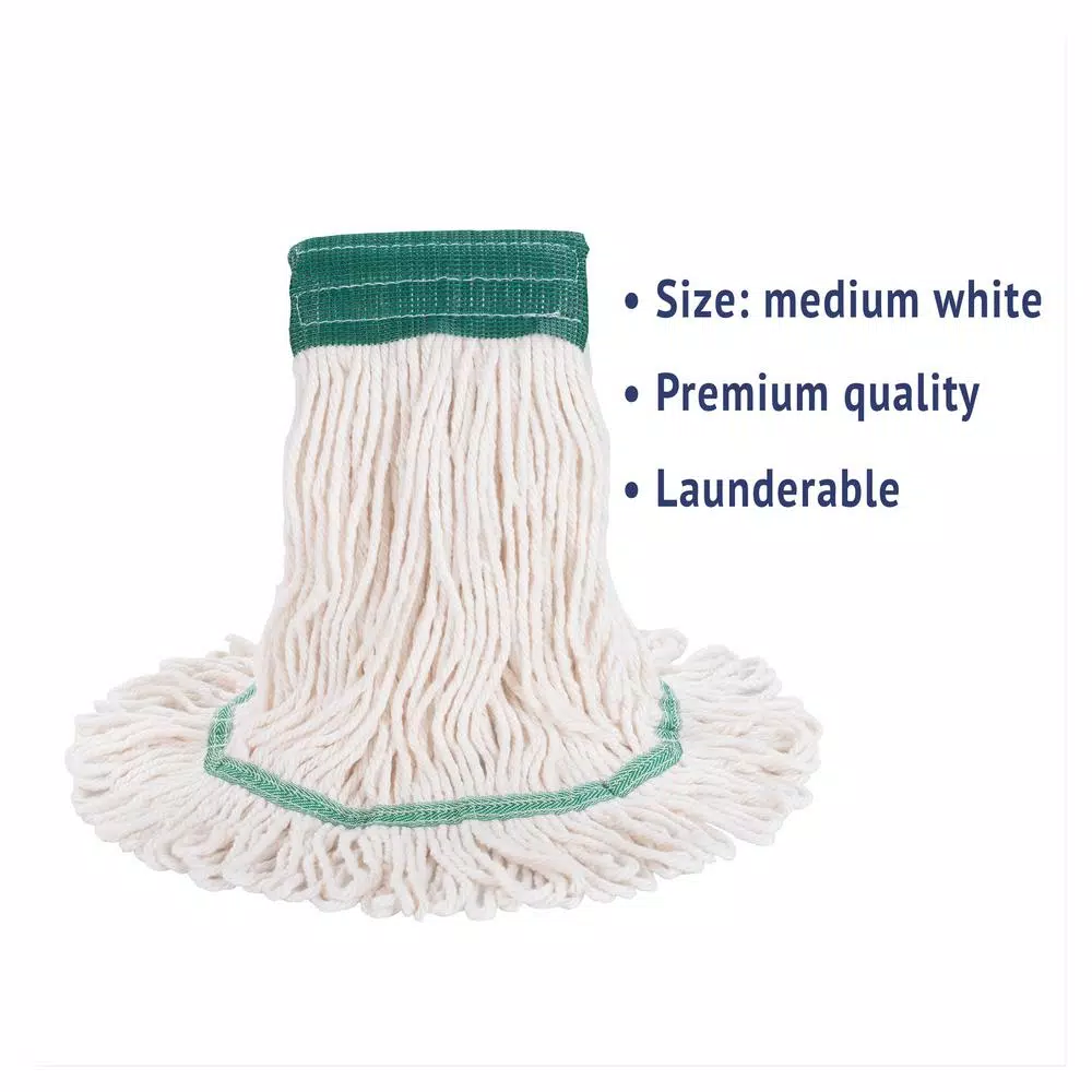Boardwalk Super Loop Medium Wet Mop Head, 4-Ply Cotton/Synthetic Blend, White, 12/Carton