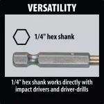 Makita 1/8 in. Titanium Coated HSS Twist Drill Bit with 1/4 in. Hex Shank thumbnail 5