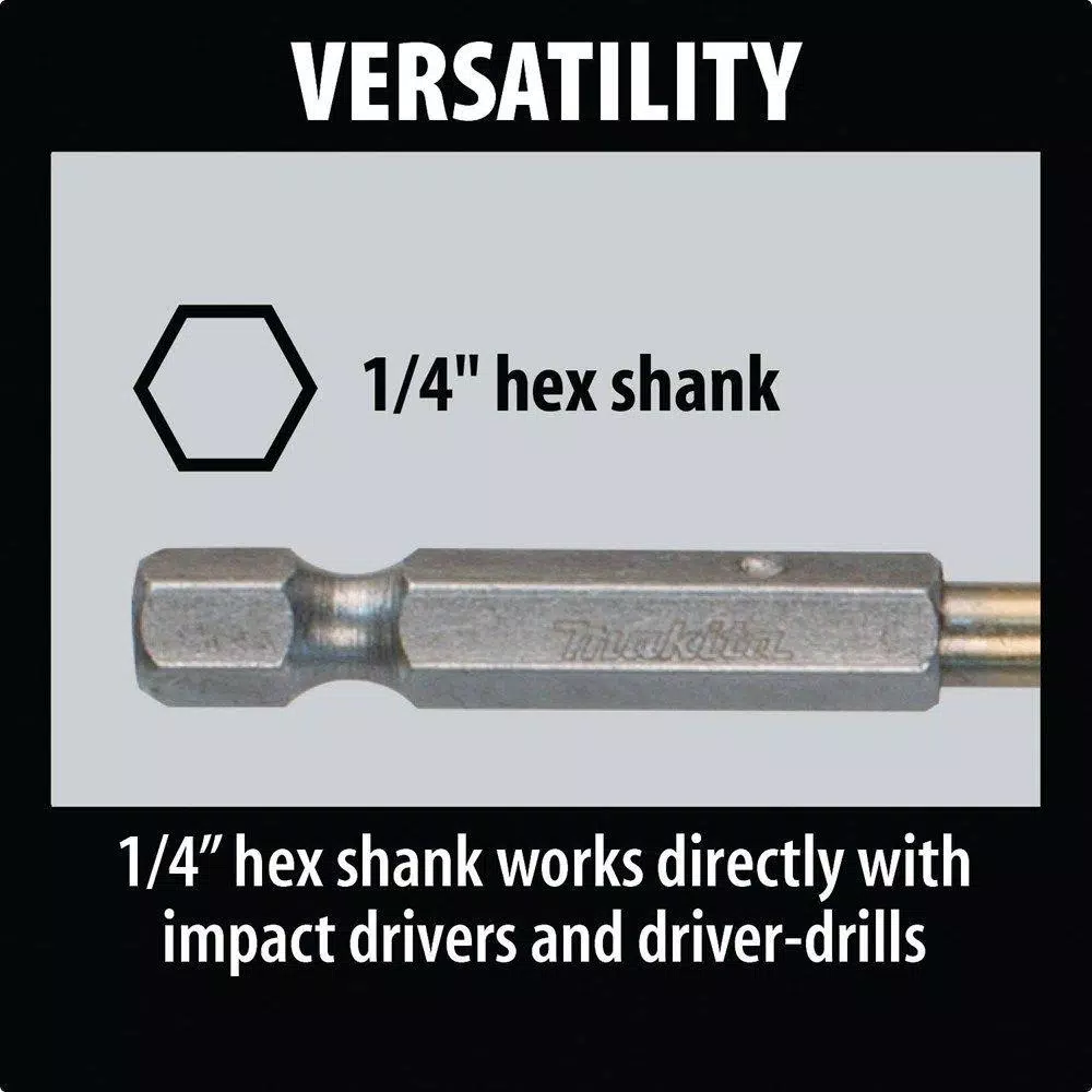 Makita 1/8 in. Titanium Coated HSS Twist Drill Bit with 1/4 in. Hex Shank