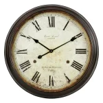 Aspire Home Accents Emmaline Distressed Brown Round Wall Clock - Oversized Romanesque Iron Frame thumbnail 1