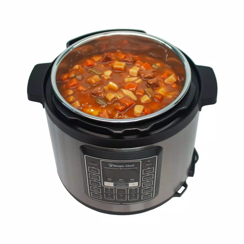 Magic Chef 6 Qt. Stainless Steel 7-in-1 Electric Multi-Cooker and Pressure Cooker