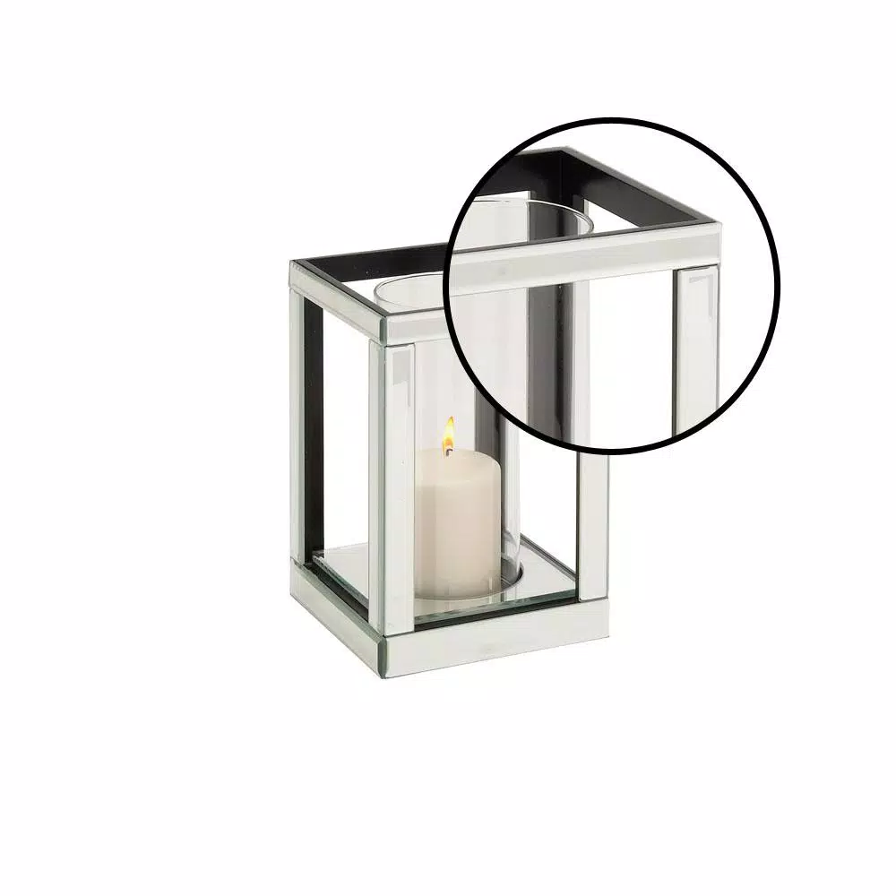 LITTON LANE 10 in. Silver Wood and Clear Glass Candle Holder, Modern Glam Candlestick