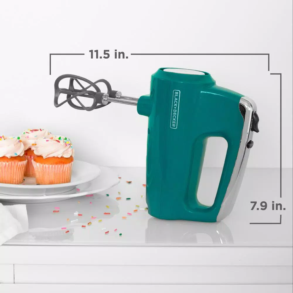 BLACK+DECKER Helix Performance Premium 5-Speed Hand Mixer, Teal