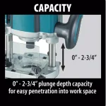 Makita RP1800 15-Amp 3-1/4 HP Corded Plunge Router, 22,000 RPM thumbnail 4