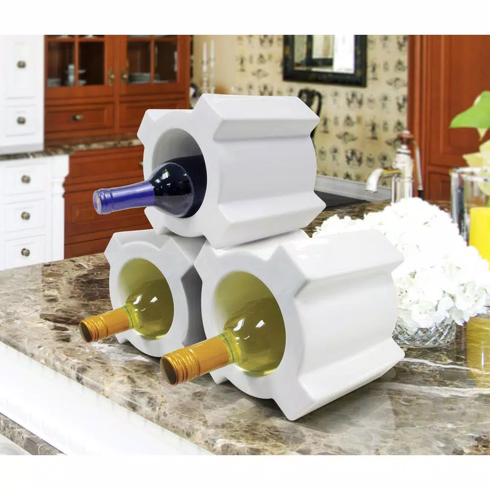 Epicureanist Ceramic Wine Bottle Holder - Modern Tabletop Wine Storage Decor