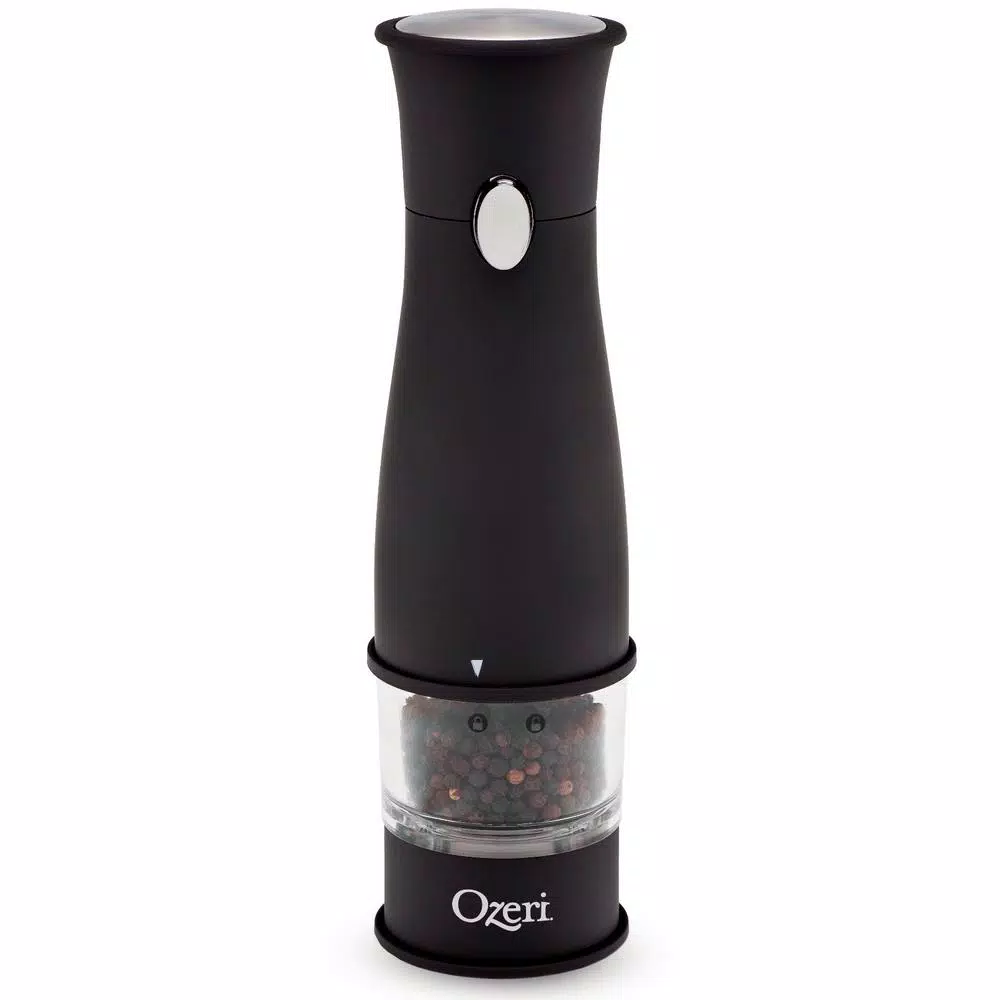 Ozeri Artesio Electric Salt and Pepper Grinder Set, BPA-Free Ceramic Burr Mills with Built-in Light