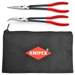 KNIPEX 11 in. Extra Long Straight and Angled Needle Nose Pliers Set with Storage Pouch thumbnail 1