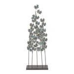 LITTON LANE Iron Metal Turquoise Ginkgo Leaves Sculpture with Gold Outline and Rectangular Base thumbnail 1