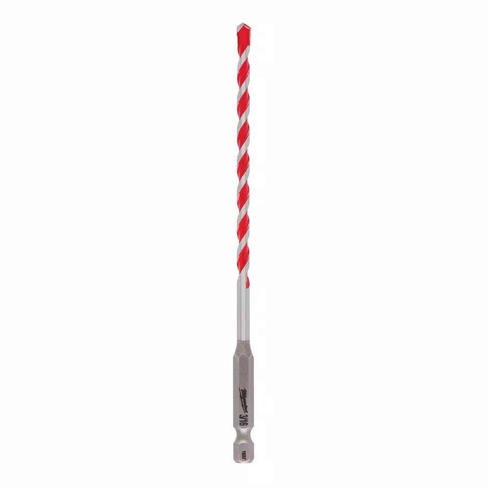 Milwaukee SHOCKWAVE 3/16 in. Carbide Hammer Drill Bit, 6 in. Length, 1/4 in. Hex Shank