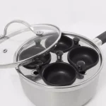ExcelSteel Professional 4-Cup Stainless Steel Egg Poacher Set with Non-Stick Cups and Silicone Spatula thumbnail 2