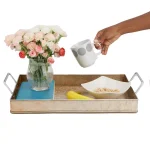 Mind Reader Copper Plated Galvanized Steel Rectangular Serving Tray with Handles, Brown thumbnail 5