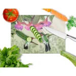 Caroline's Treasures Fuchsia and Hummingbirds Tempered Glass Large Cutting Board, Decorative Rectangle Chopping Board thumbnail 2