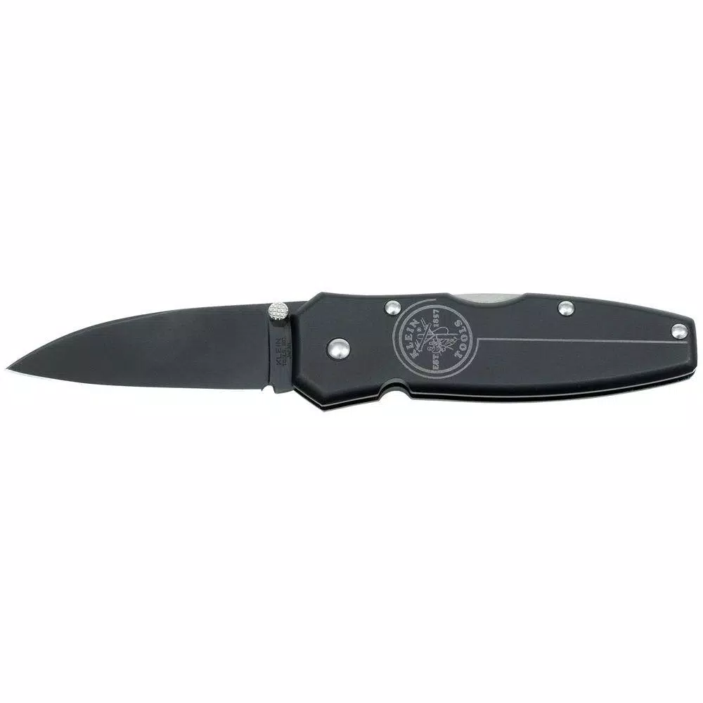 Klein Tools 2.5 in. Stainless Steel Drop Point Lockback Pocket Knife, Black