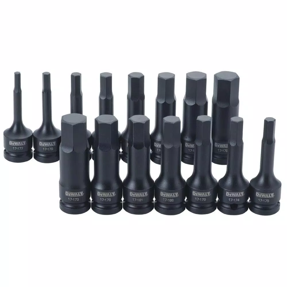 DEWALT 1/2 in. Drive 15-Piece Combination Impact Hex Bit Socket Set