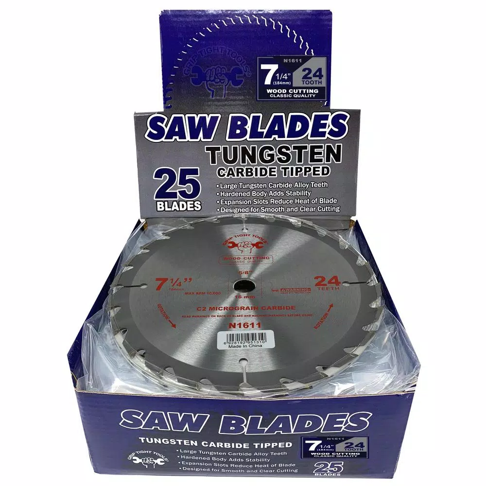 GRIP TIGHT TOOLS Grip Tight Classic 7-1/4 in. 24-Tooth Tungsten Carbide Tipped Circular Saw Blade (25-Pack)