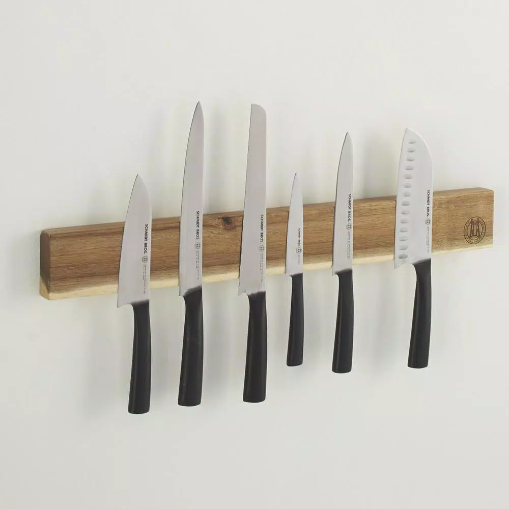 SCHMIDT BROS. Acacia Wood 24 in. Magnetic Knife Bar - Wall Mounted Cutlery Storage