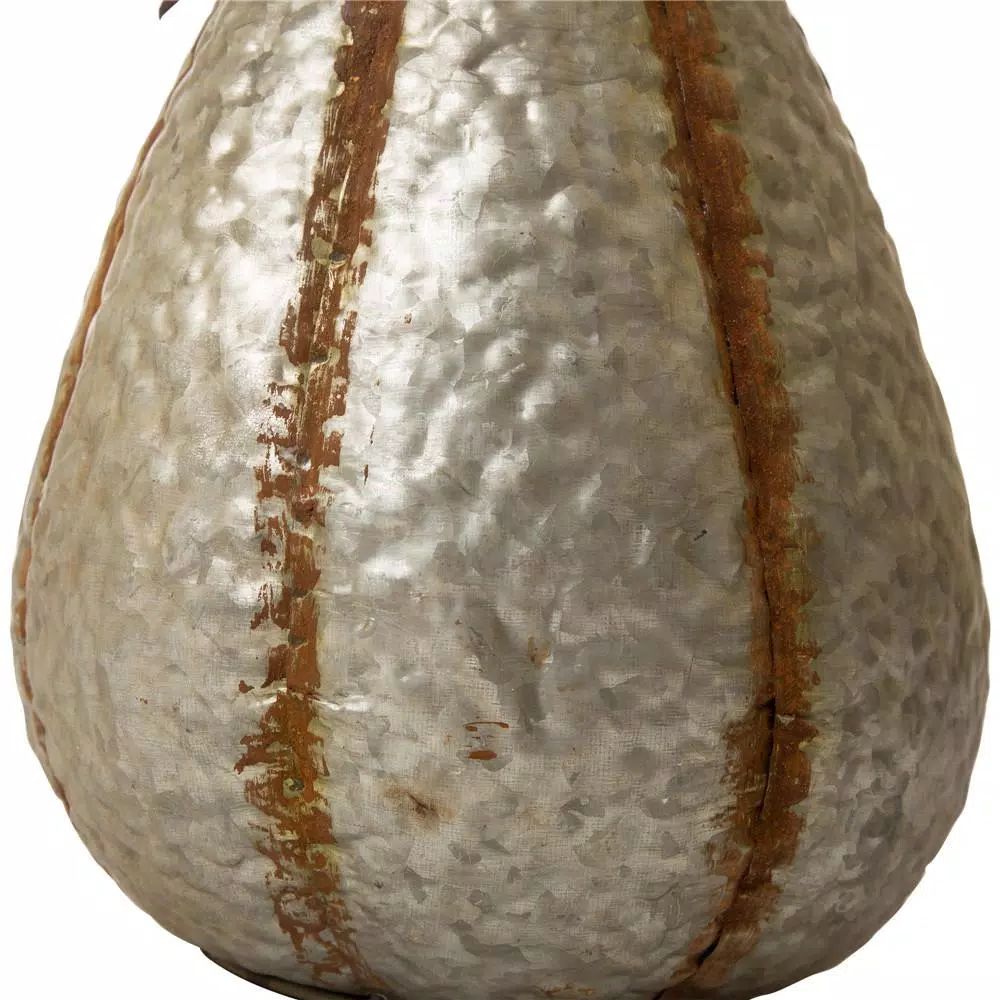 Glitzhome 14 in. Galvanized Metal Tall Pumpkin - Rustic Fall & Harvest Decor