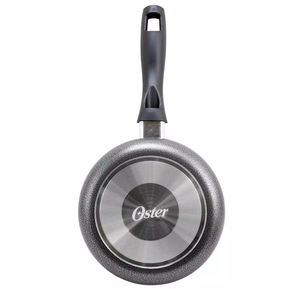 Oster Clairborne 1.5 Quart Aluminum Nonstick Sauce Pan with Glass Lid, Charcoal Grey