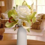 National Tree Company 10.25 in. White Rose and Calla Lily Artificial Flower Bouquet thumbnail 1