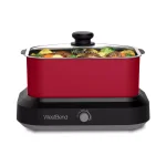 West Bend 5 Qt. Red Non-Stick Versatility Slow Cooker with Griddle Base, Travel Lid, and Thermal Tote thumbnail 4