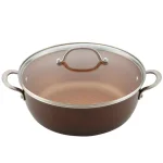Ayesha Curry Ayesha Home Collection 7.5 Qt. Aluminum Nonstick Stock Pot with Glass Lid, Brown Sugar thumbnail 4