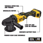 DEWALT 20V MAX XR Cordless Brushless 5 in. Variable Speed Random Orbit Polisher Kit with (2) 5.0 Ah Batteries & Charger thumbnail 2