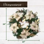 Fraser Hill Farm 24 in. Artificial Christmas Wreath with Poinsettias, Ornaments and Gold Berries thumbnail 2