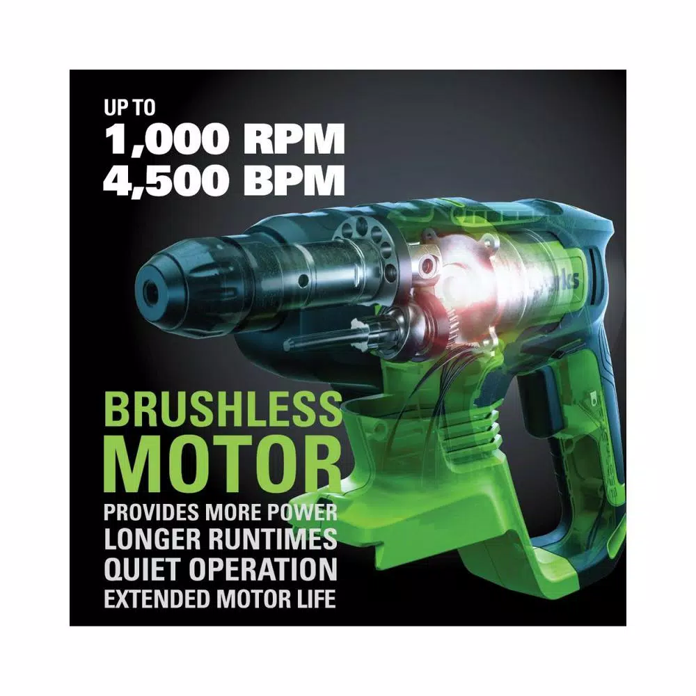 Greenworks 24V Cordless Brushless SDS-Plus Rotary Hammer, 2J (Tool Only)