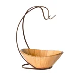 Seville Classics Bamboo Fruit Bowl with Steel Wire Banana Tree Holder thumbnail 2