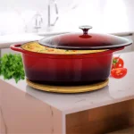 MegaChef 7 Qt. Oval Enameled Cast Iron Casserole Dish with Lid, Red thumbnail 6