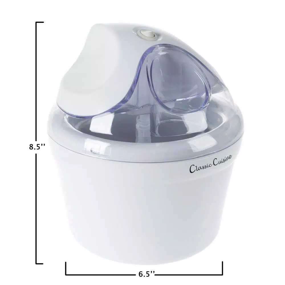 Classic Cuisine 1 Qt. Ice Cream Maker and Frozen Yogurt Machine, White