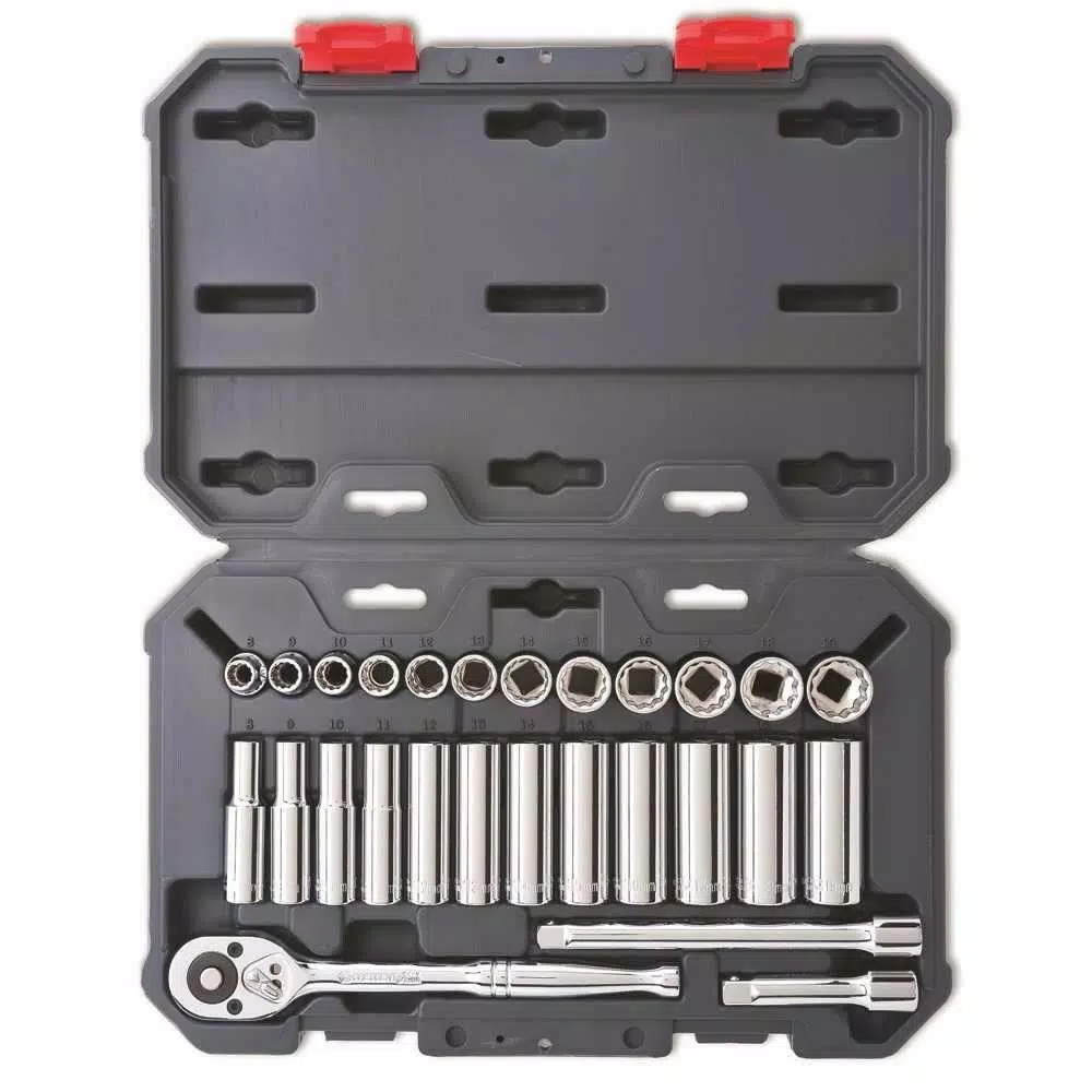 Crescent 27-Piece 3/8 in. Drive Metric Socket Wrench Set with 6 and 12 Point Standard and Deep Sockets