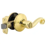 Kwikset Lido Polished Brass Exterior Entry Door Lever with SmartKey Security thumbnail 5