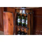 Vintiquewise Rustic Wooden Barrel Shaped Wine Bar Cabinet with Lockable Latch and 10-Bottle Storage thumbnail 5