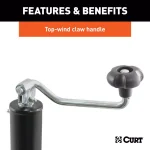 CURT Swivel Bracket-Mount Trailer Jack with Top Handle, 2,000 lbs. Capacity, 10 in. Travel thumbnail 3