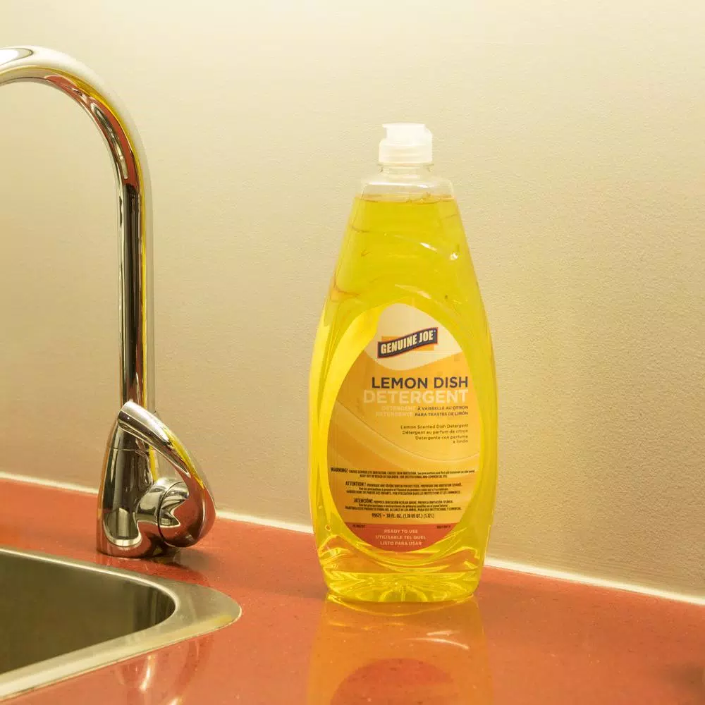 Genuine Joe Heavy-Duty Lemon Dish Detergent, 38 oz. Liquid Concentrate