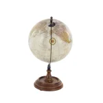LITTON LANE Nautical Decorative Sepia Globe with Mango Wood Base and Iron Meridian thumbnail 2