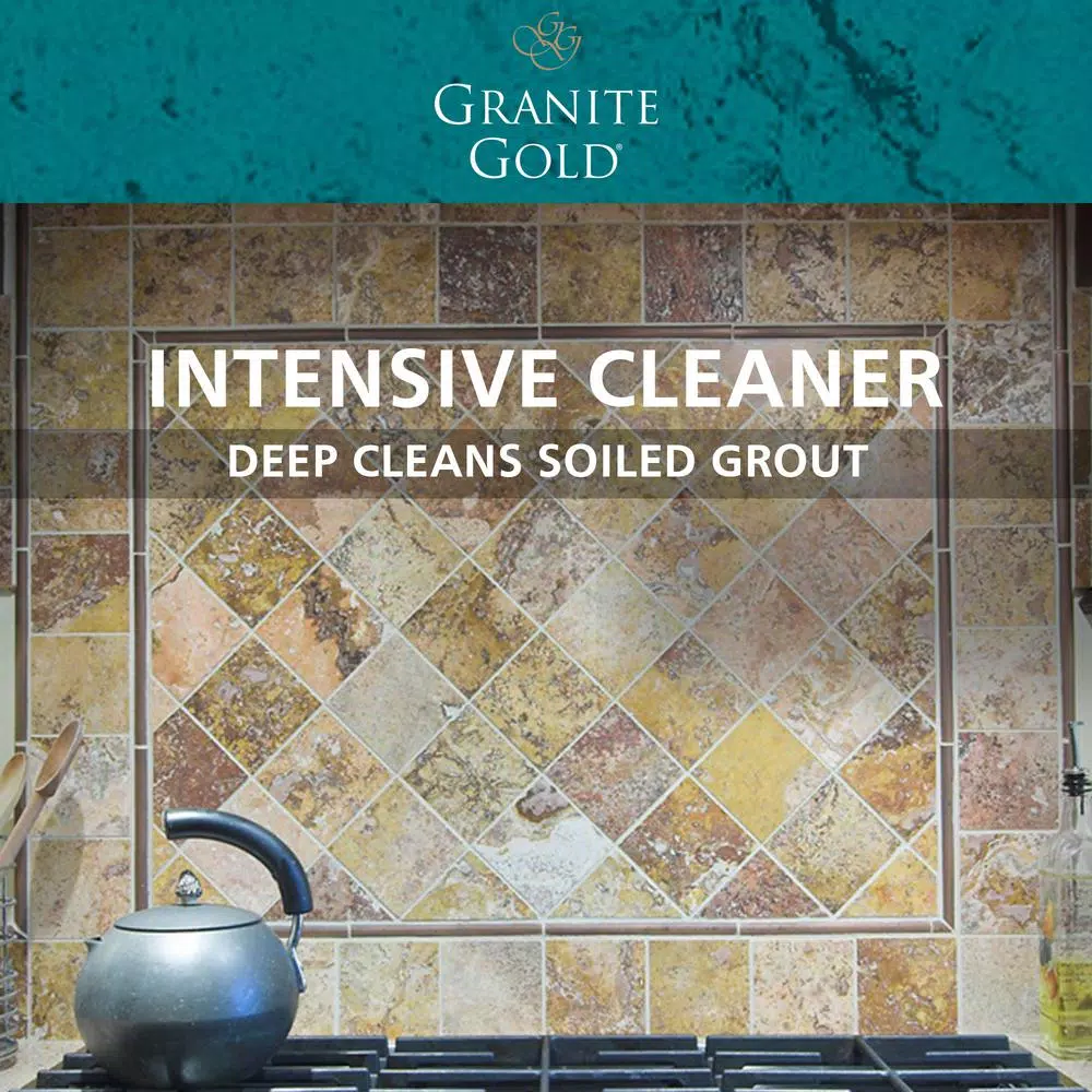 Granite Gold Grout Cleaner with Brush, 24 oz. - Safe for Stone, Tile, Porcelain, Ceramic & Glass
