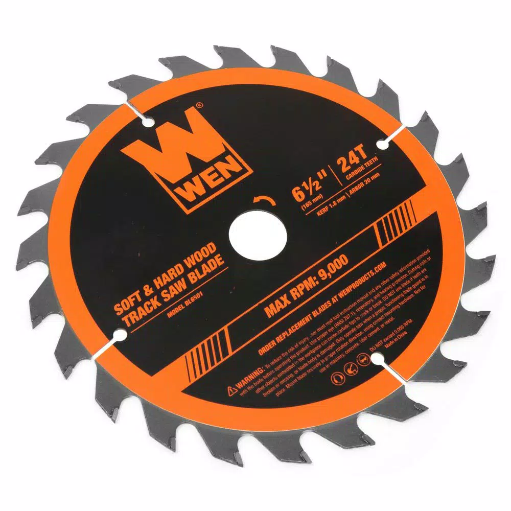 WEN 6.5 in. 24-Tooth Carbide-Tipped Track Saw Blade, 20 mm Arbor