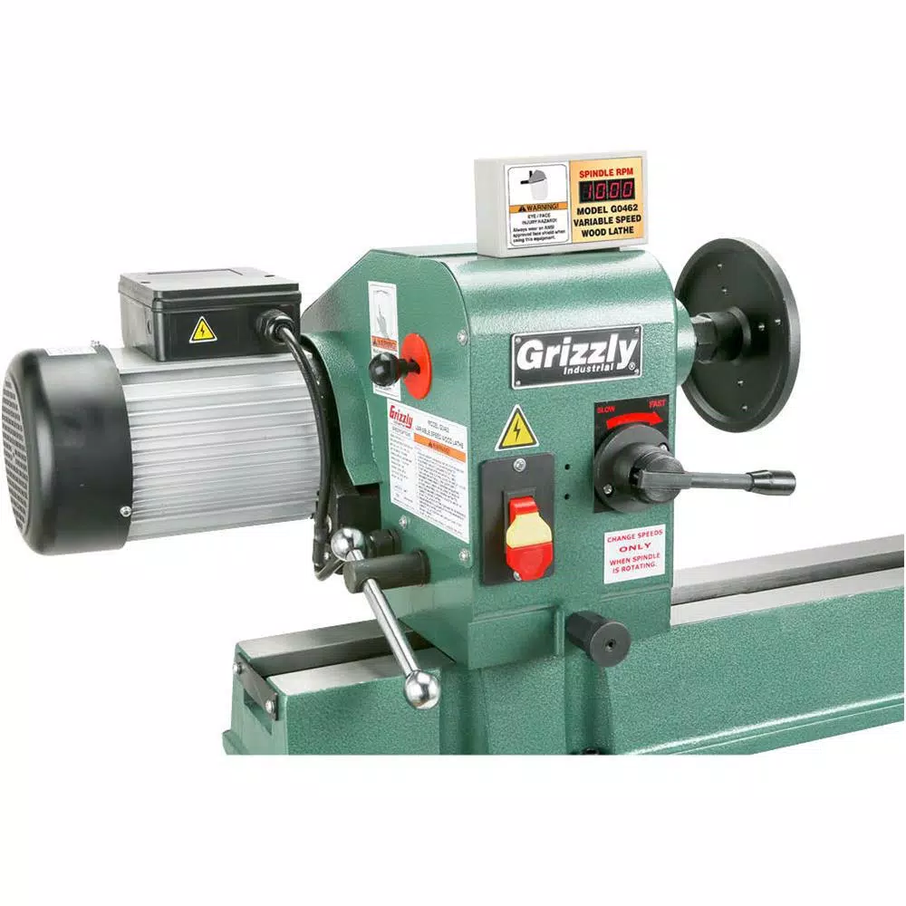 Grizzly Industrial 16 in. x 46 in. Wood Lathe with 2 HP Motor and Digital DRO Spindle Tachometer