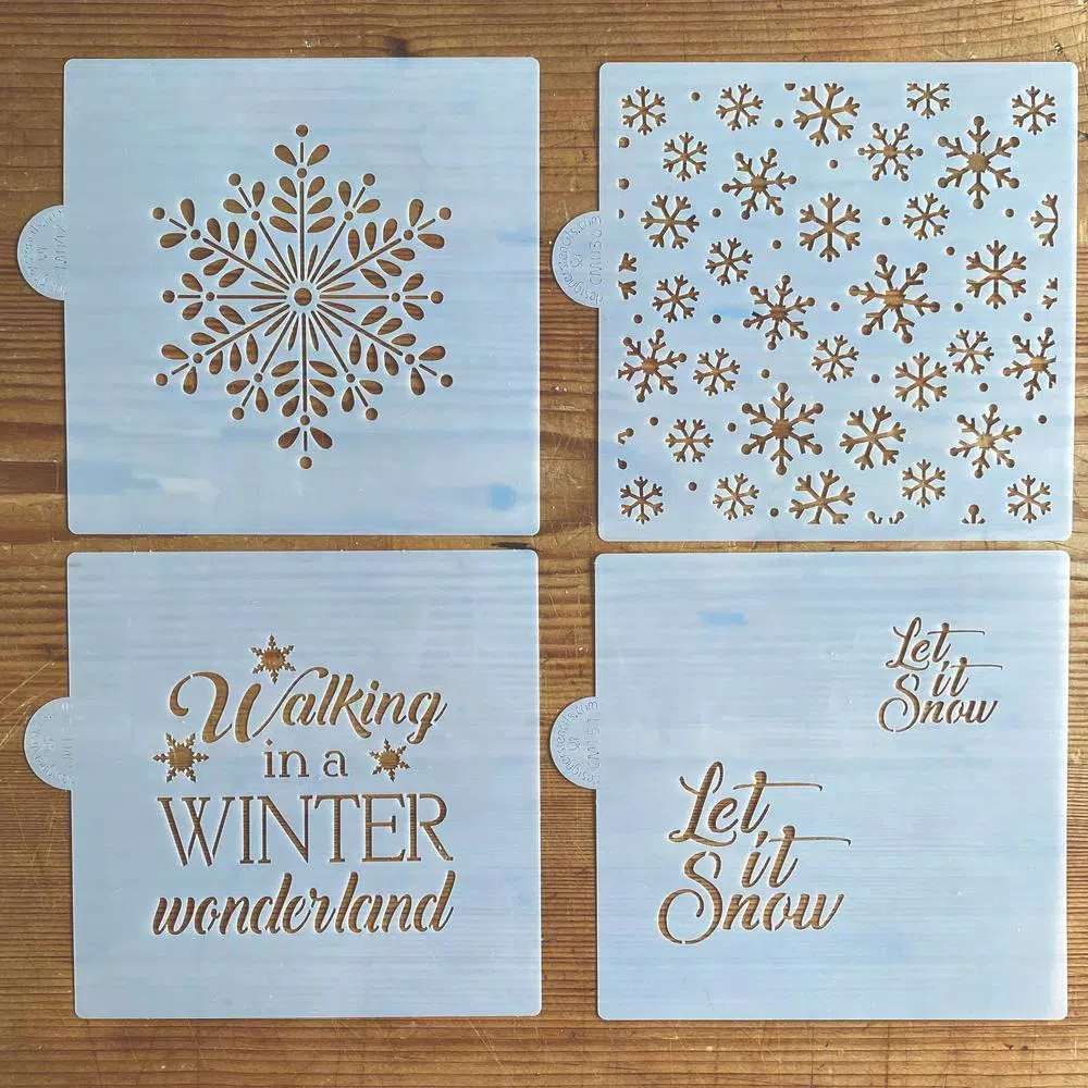 Designer Stencils Winter Wonderland & Let It Snow Cookie Stencil Bundle - 4 Pattern Set