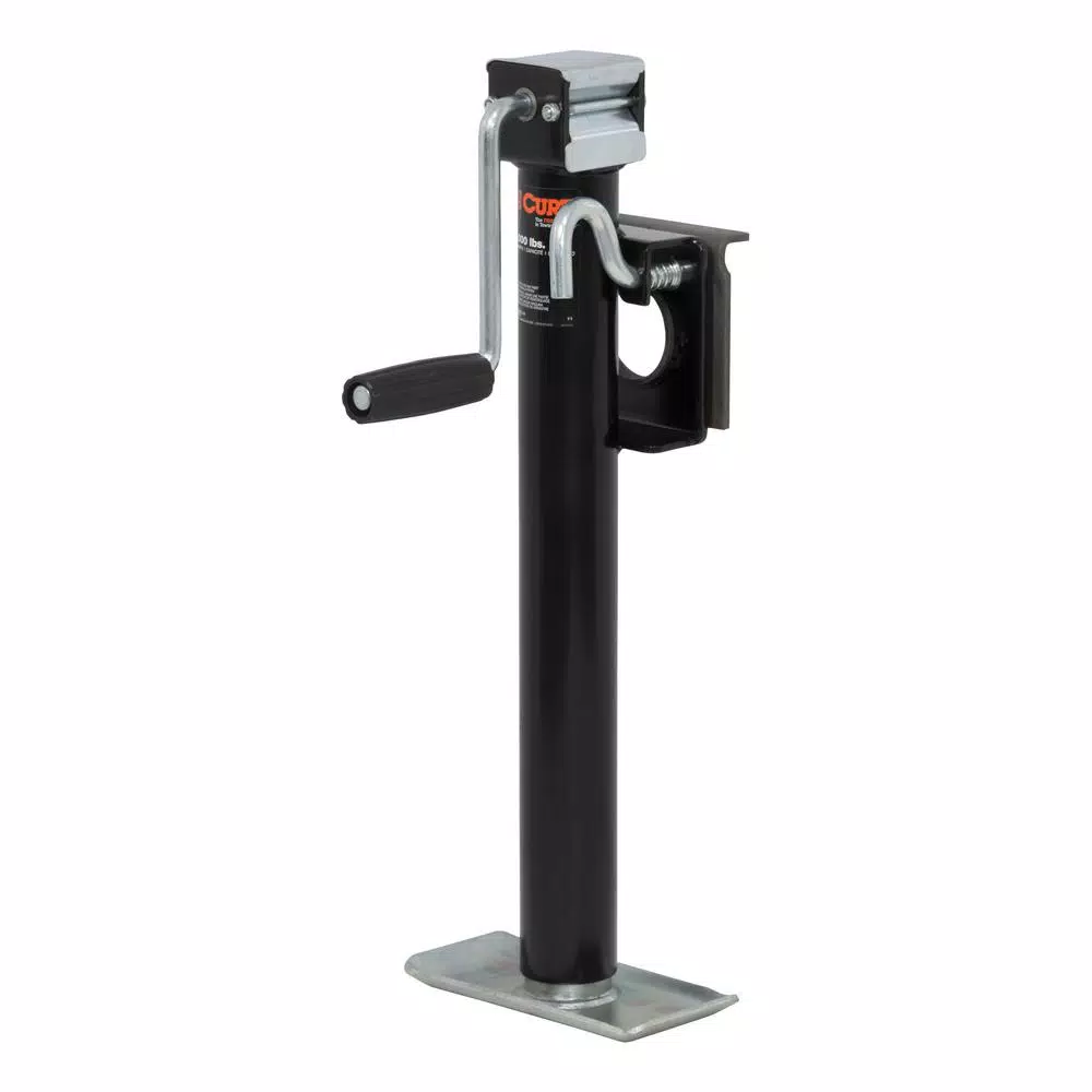 CURT Bracket-Mount Swivel Trailer Jack with Side Handle, 2,000 lbs. Capacity, 15 in. Travel