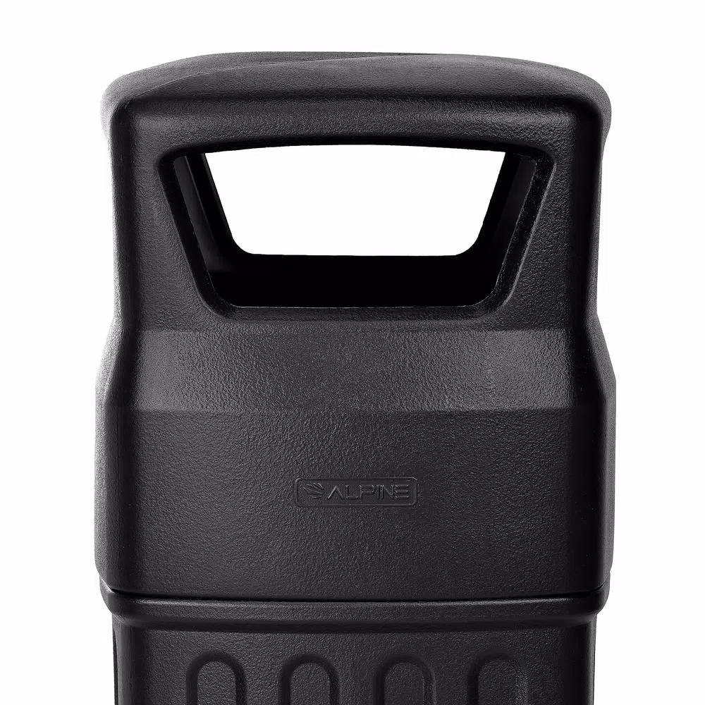 Alpine Industries 16 Gal. Black Open Dome Top Commercial Trash Can, Indoor/Outdoor