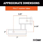 CURT 2" Receiver Raised Hitch Extension Adapter, 4-1/4" Rise, 5-1/4" Extension, 350 lbs Tongue Weight thumbnail 7
